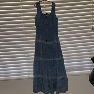 Blue Sleeveless off the shoulder Maxi Dress